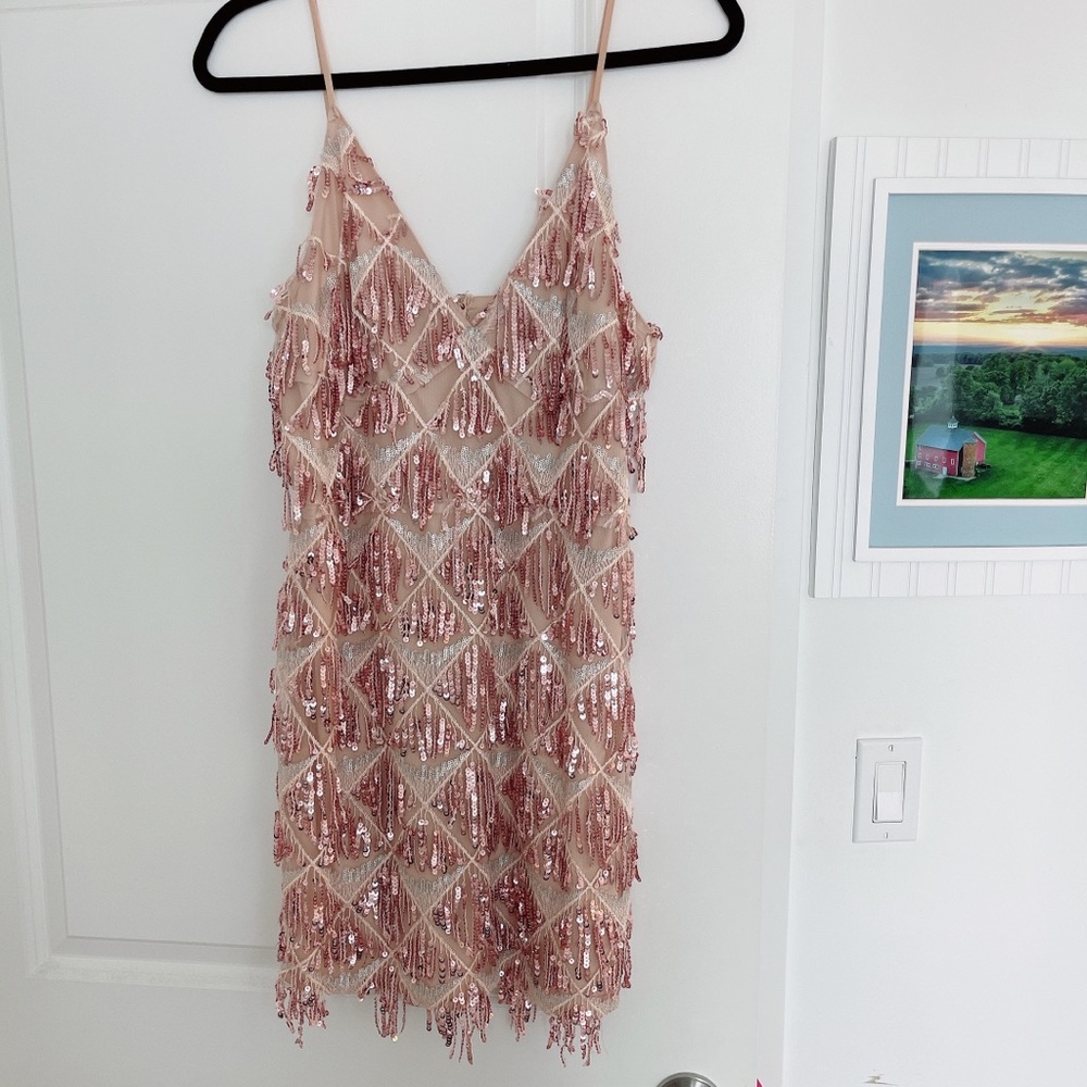 Rose Gold Sequins Dress Size M